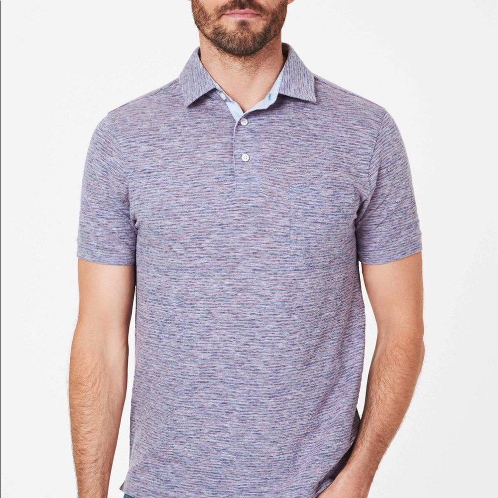 Faherty Striped Polo Shirt - Blue & Red